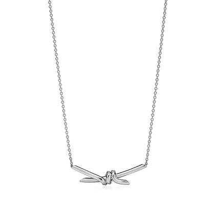 [Hildren Jewelry]KNOT PENDANT SILVER DIAMOND NECKLACE