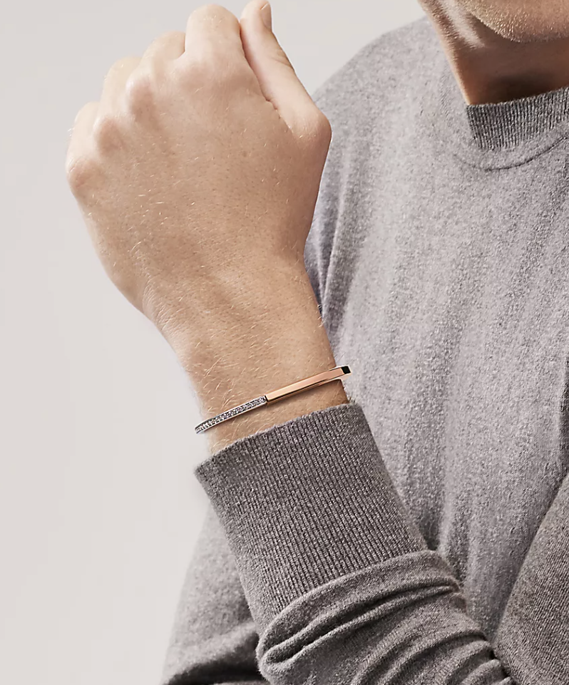[Hildren Jewelry]LOCK BRACELET ROSE AND WHITE GOLD DIAMOND