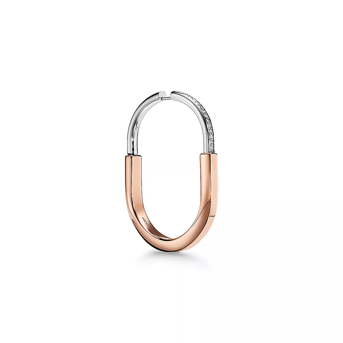 [Hildren Jewelry]LOCK EARRINGS ROSE AND WHITE GOLD DIAMONDS EXTRA LARGE