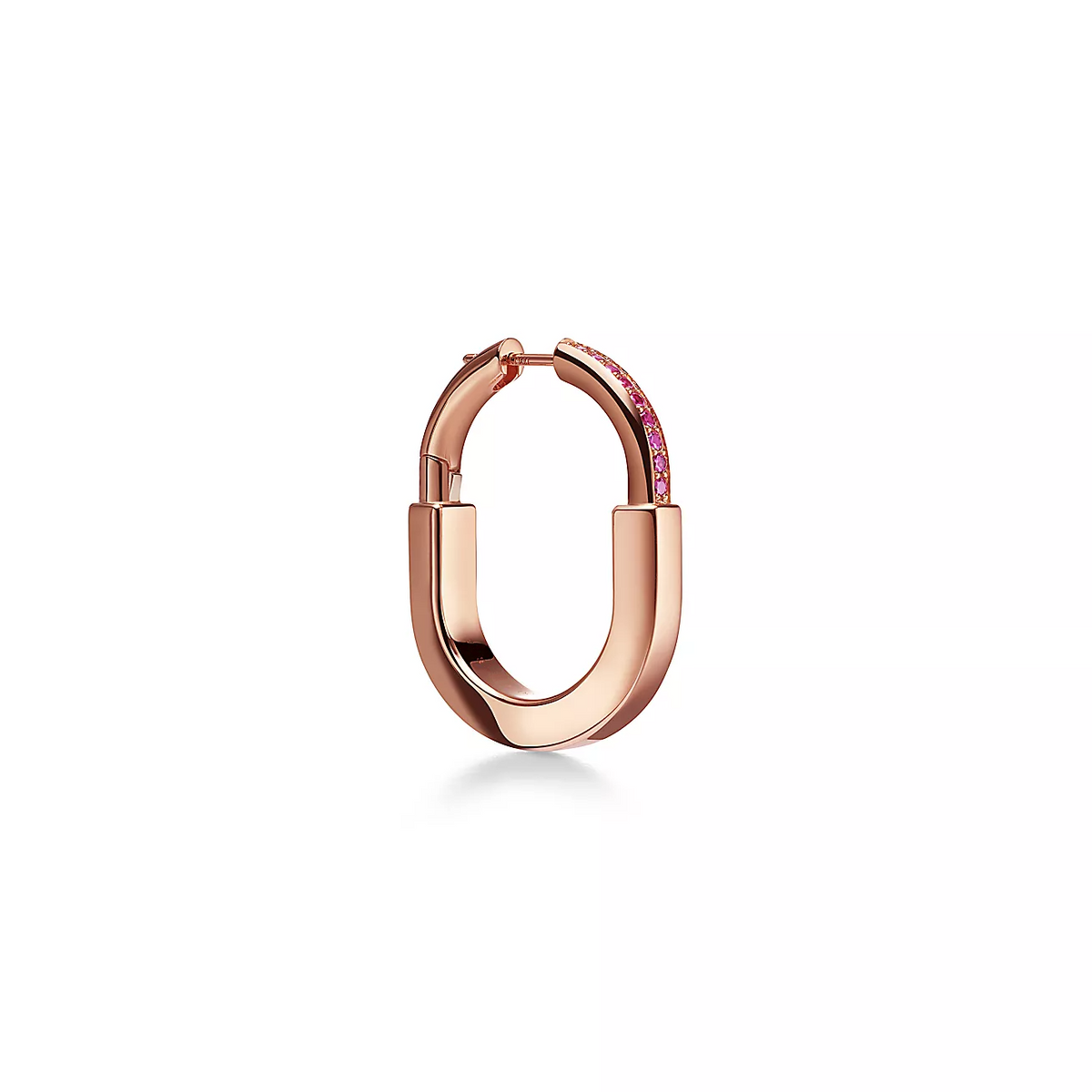 [Hildren Jewelry]LOCK MEDIUM PINK DIAMOND PINK GOLD EARRINGS