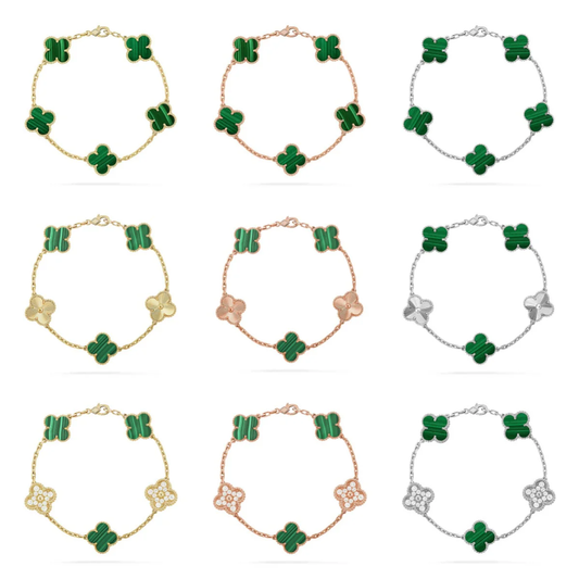[⭐Hildren Jewelry] CLOVER 5 MOTIF MALACHITE BRACELET COLLECTION