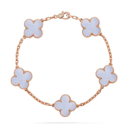 [⭐Hildren Jewelry] CLOVER 5 MOTIF PURPLE CHALCEDONY BRACELET COLLECTION