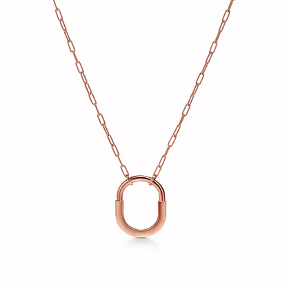 [Hildren Jewelry]LOCK MEDIUM PENDANT PINK DIAMOND PINK GOLD NECKLACE