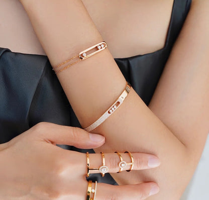 [⭐Hildren Jewelry]Move Noa Rose Gold Pavé Diamond Bangle Bracelet
