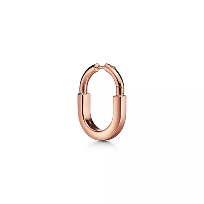 [Hildren Jewelry]LOCK MEDIUM PINK DIAMOND PINK GOLD EARRINGS