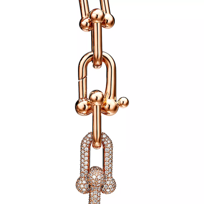 [Hildren Jewelry]HARDWEAR LARGE LINK PINK GOLD PAVED DIAMOND BRACELET