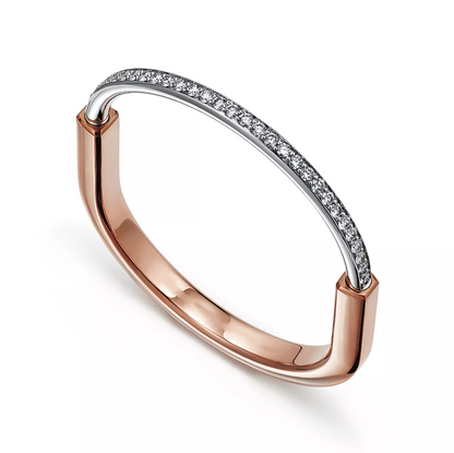 [Hildren Jewelry]LOCK BRACELET ROSE AND WHITE GOLD DIAMOND