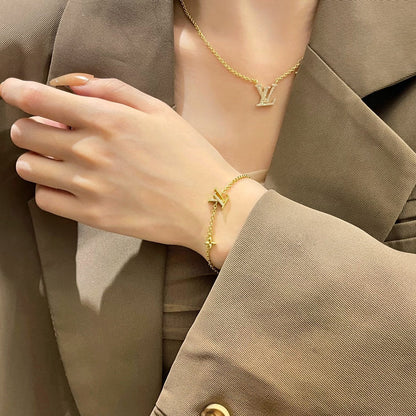 [⭐Hildren Jewelry]LOGO STAR MOTIF GOLD BRACELET
