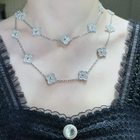 [⭐Hildren Jewelry]CLOVER 20 MOTIFS FULL-DIAMOND NECKLACE