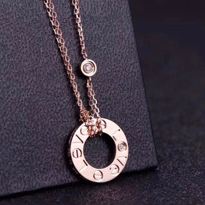 [⭐Hildren Jewelry]LOVE NECKLACE 16MM 2 DIAMONDS