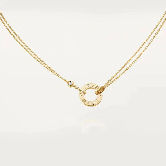 [⭐Hildren Jewelry]LOVE NECKLACE 16MM 2 DIAMONDS