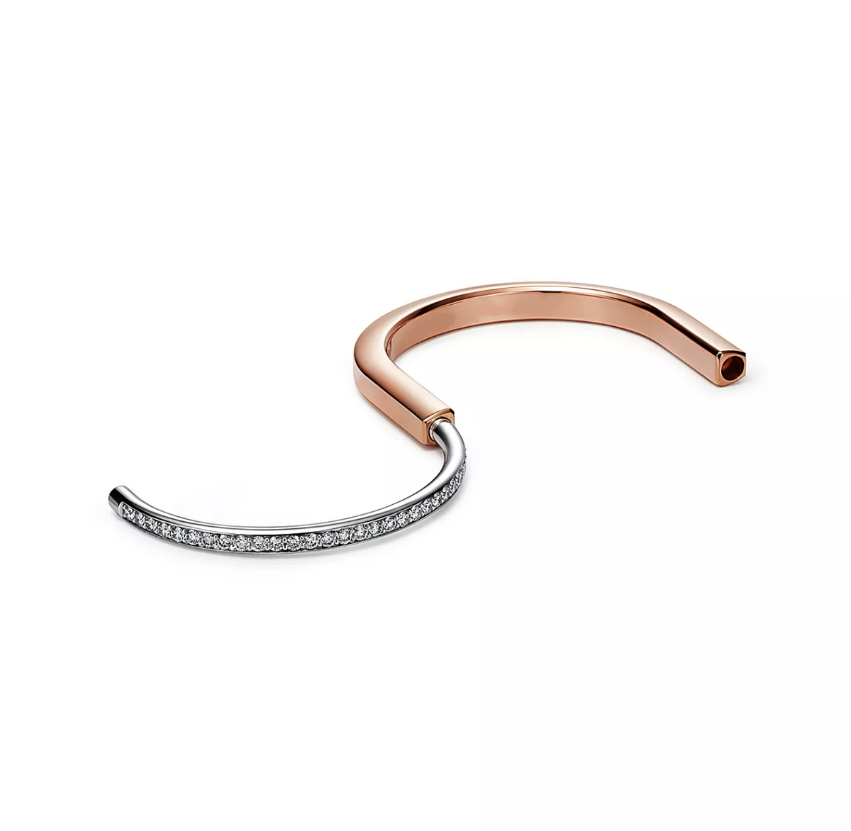 [Hildren Jewelry]LOCK BRACELET ROSE AND WHITE GOLD DIAMOND