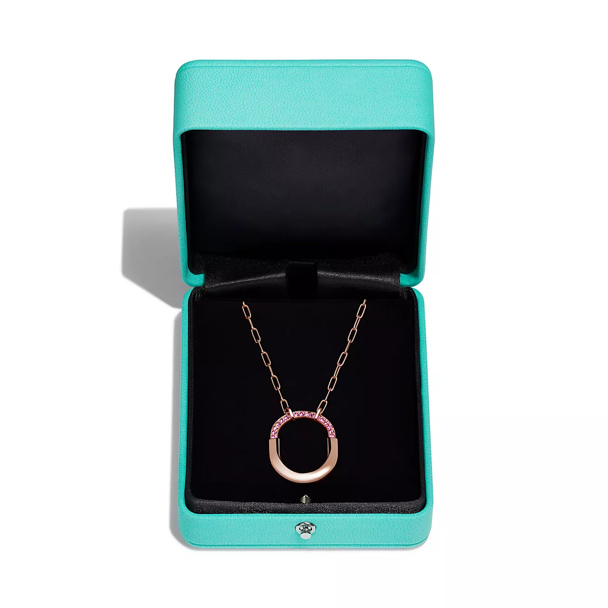 [Hildren Jewelry]LOCK MEDIUM PENDANT PINK DIAMOND PINK GOLD NECKLACE
