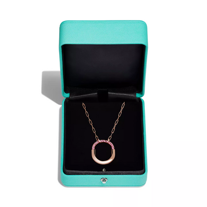 [Hildren Jewelry]LOCK MEDIUM PENDANT PINK DIAMOND PINK GOLD NECKLACE