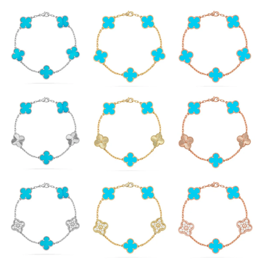 [⭐Hildren Jewelry] CLOVER 5 MOTIF TURQUOISE BRACELET COLLECTION