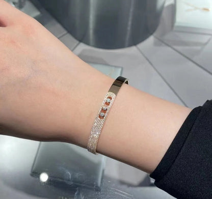 [⭐Hildren Jewelry]Move Noa Rose Gold Pavé Diamond Bangle Bracelet