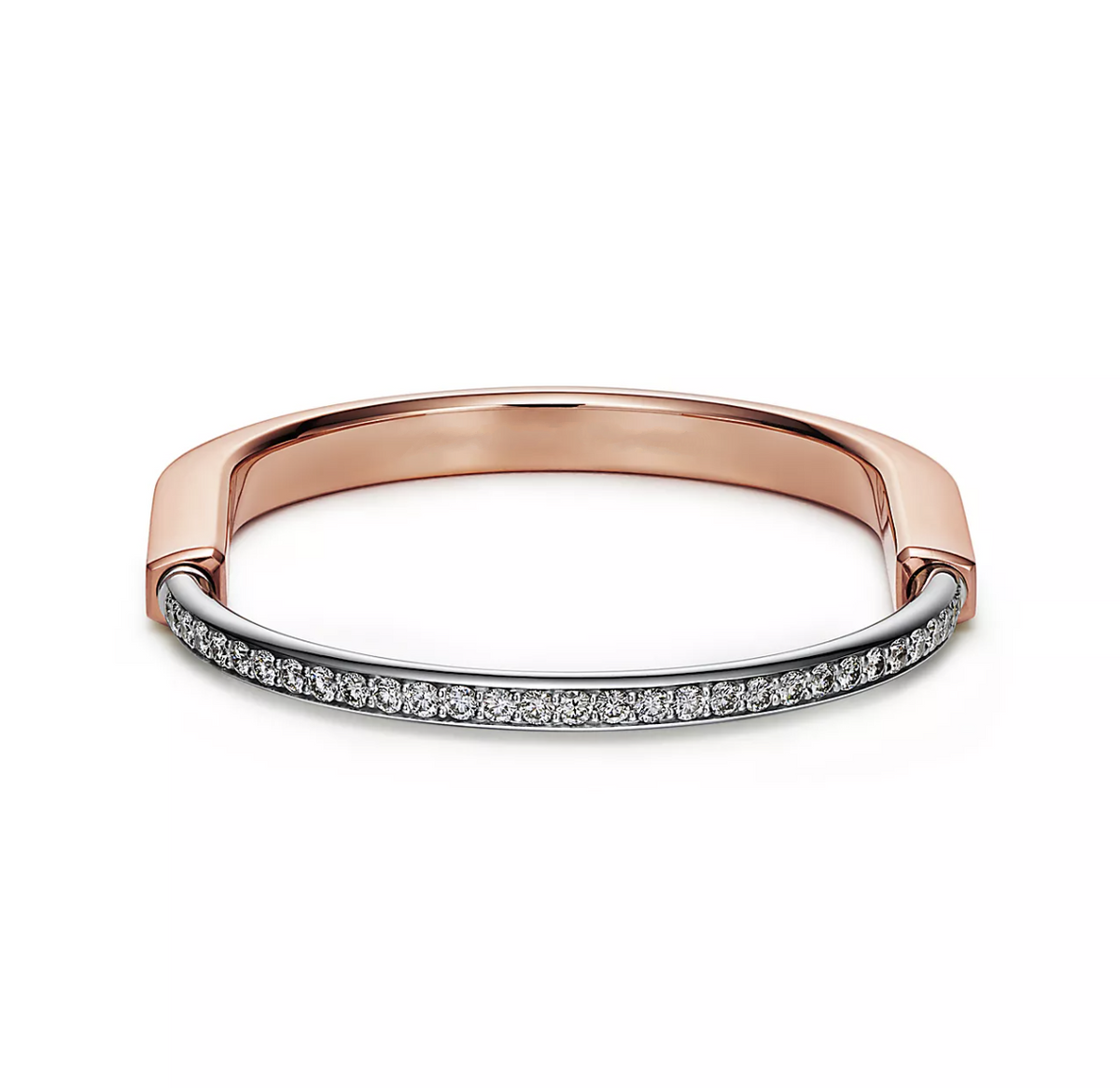 [Hildren Jewelry]LOCK BRACELET ROSE AND WHITE GOLD DIAMOND