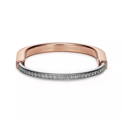 [Hildren Jewelry]LOCK BRACELET ROSE AND WHITE GOLD DIAMOND