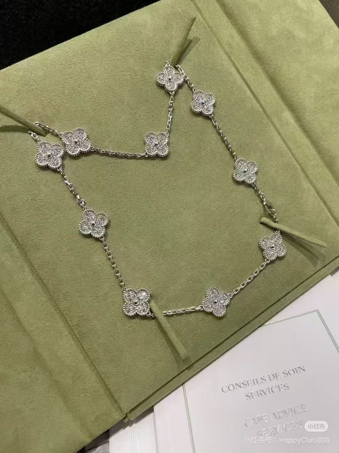 [⭐Hildren Jewelry]CLOVER 10 MOTIFS  FULL DIAMOND NECKLACE