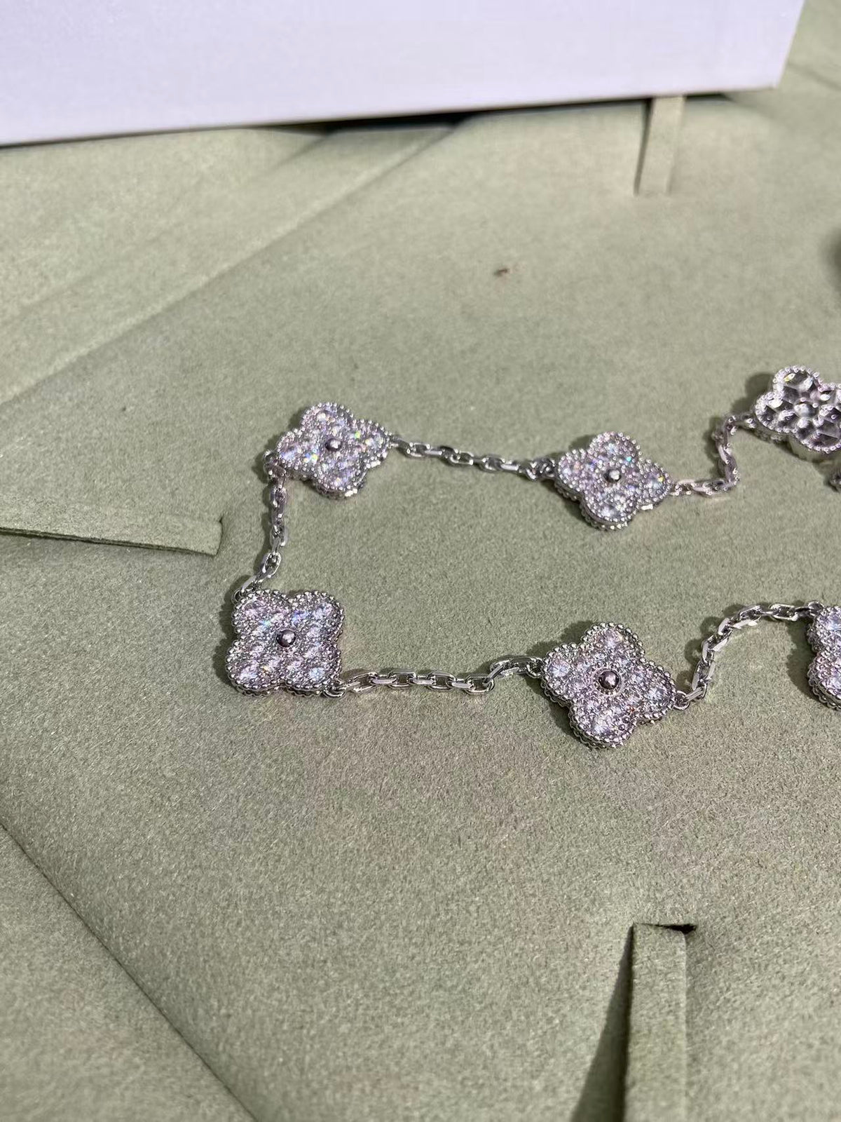 [⭐Hildren Jewelry]CLOVER 10 MOTIFS  FULL DIAMOND NECKLACE