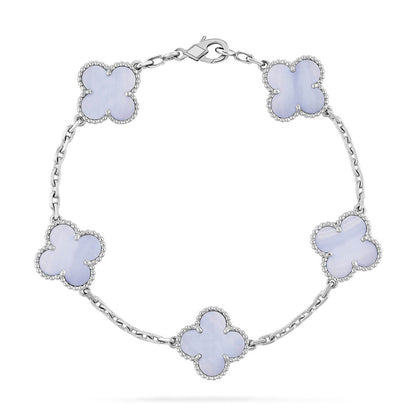 [⭐Hildren Jewelry] CLOVER 5 MOTIF PURPLE CHALCEDONY BRACELET COLLECTION