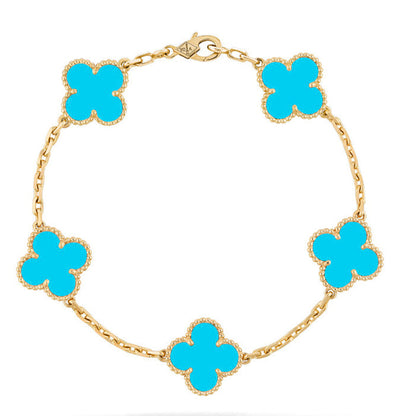[⭐Hildren Jewelry] CLOVER 5 MOTIF TURQUOISE BRACELET COLLECTION