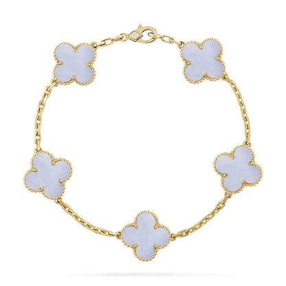 [⭐Hildren Jewelry] CLOVER 5 MOTIF PURPLE CHALCEDONY BRACELET COLLECTION