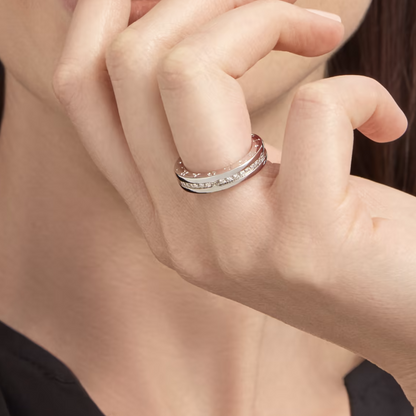 [⭐Hildren Jewelry]ZERO 1 ONE-BAND PAVED DIAMONDS ON THE SPIRAL RING