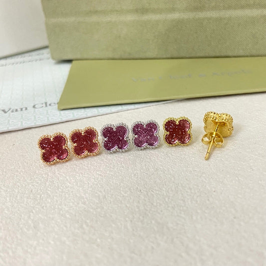 [⭐Hildren Jewelry]2026 NEW MINI CLOVER 1 MOTIF  BUBBLE PINK ENAMEL