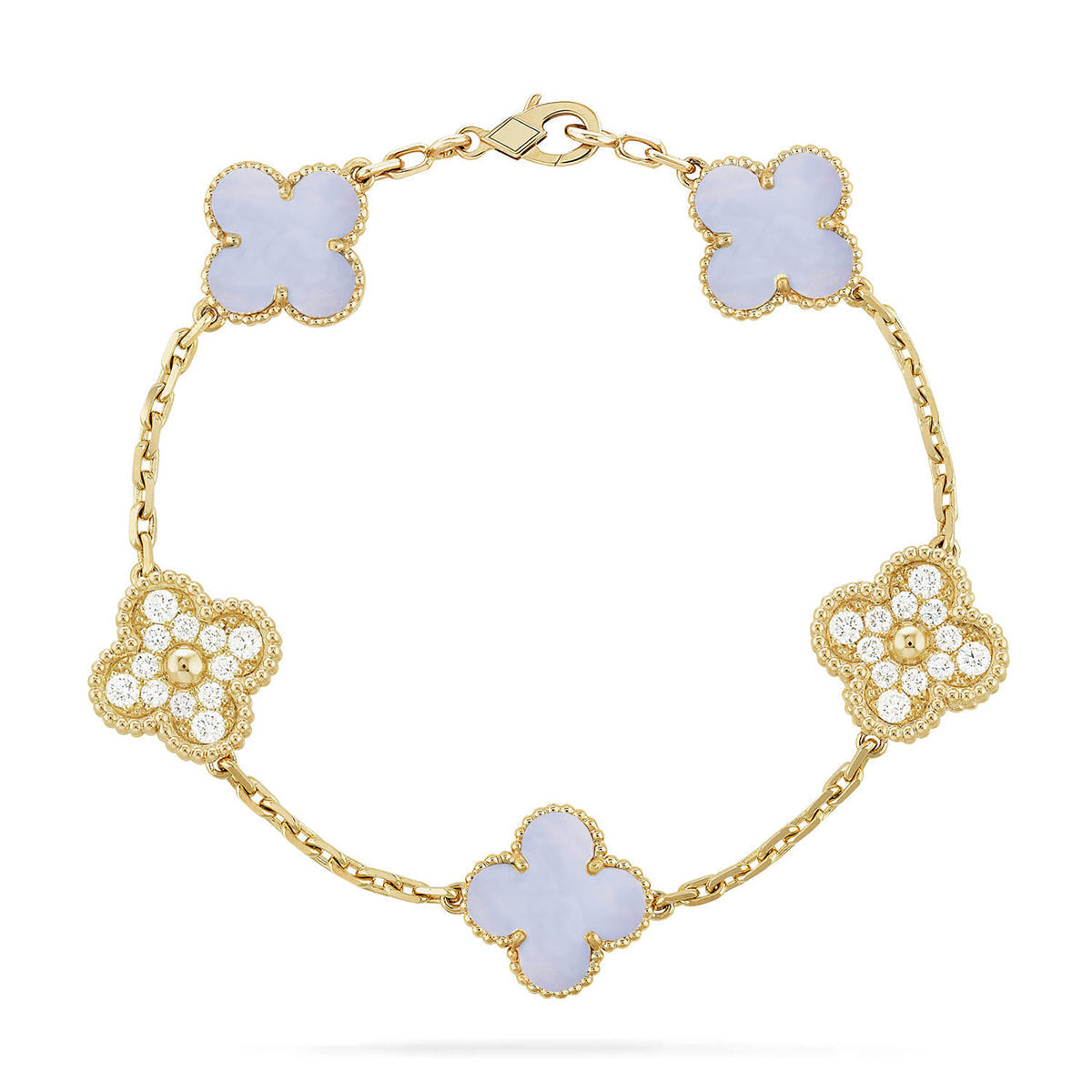[⭐Hildren Jewelry] CLOVER 5 MOTIF PURPLE CHALCEDONY BRACELET COLLECTION