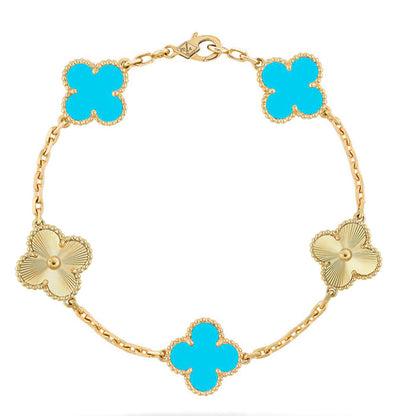 [⭐Hildren Jewelry] CLOVER 5 MOTIF TURQUOISE BRACELET COLLECTION