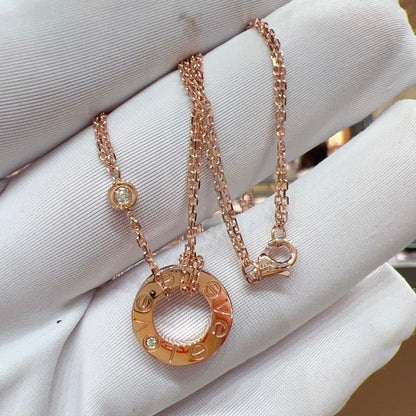 [⭐Hildren Jewelry]LOVE NECKLACE 16MM 2 DIAMONDS