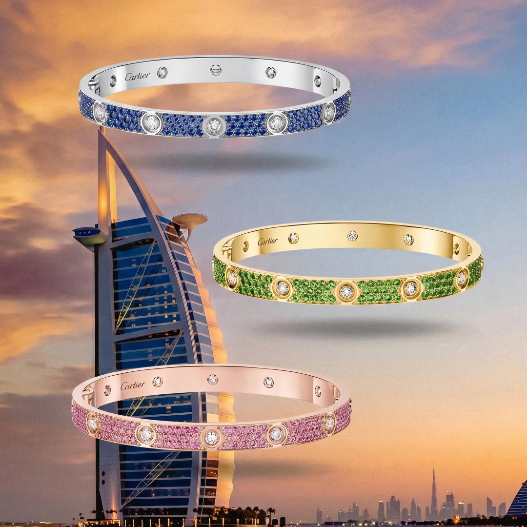 [⭐Hildren Jewelry]2026 PAVE GEMSTONE LOVE BRACELET 6.1MM 10 DIAMONDS