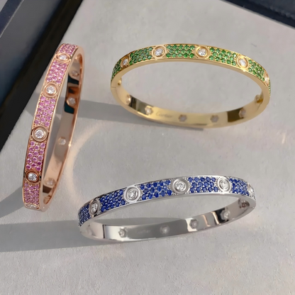 [⭐Hildren Jewelry]2026 PAVE GEMSTONE LOVE BRACELET 6.1MM 10 DIAMONDS