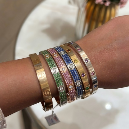 [⭐Hildren Jewelry]2026 PAVE GEMSTONE LOVE BRACELET 6.1MM 10 DIAMONDS