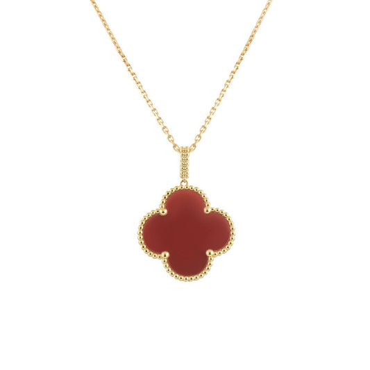 [⭐Hildren Jewelry]CLOVER 25MM NECKLACE GOLD CARNELIAN