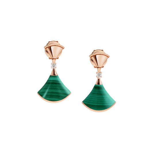 [⭐Hildren Jewelry]DREAM MALACHITE PINK GOLD EARRINGS