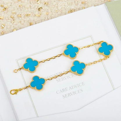 [⭐Hildren Jewelry] CLOVER 5 MOTIF TURQUOISE BRACELET COLLECTION