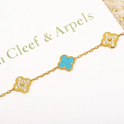 [⭐Hildren Jewelry] CLOVER 5 MOTIF TURQUOISE BRACELET COLLECTION