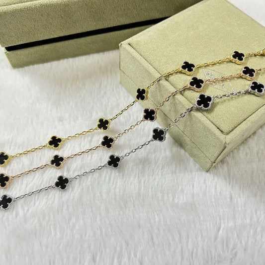 [⭐Hildren Jewelry]CLOVER 6 MOTIF  ONYXS BRACELET