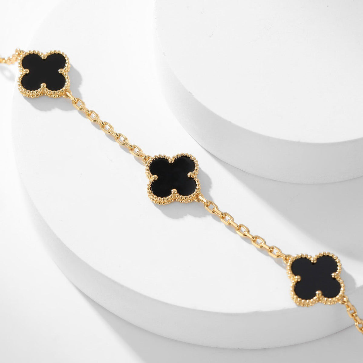 [⭐Hildren Jewelry]CLOVER 10 MOTIFS ONYX NECKLACE