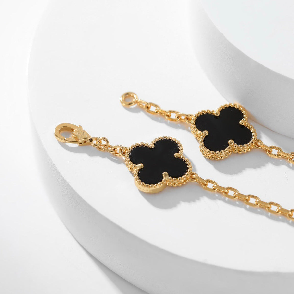 [⭐Hildren Jewelry]CLOVER 10 MOTIFS ONYX NECKLACE