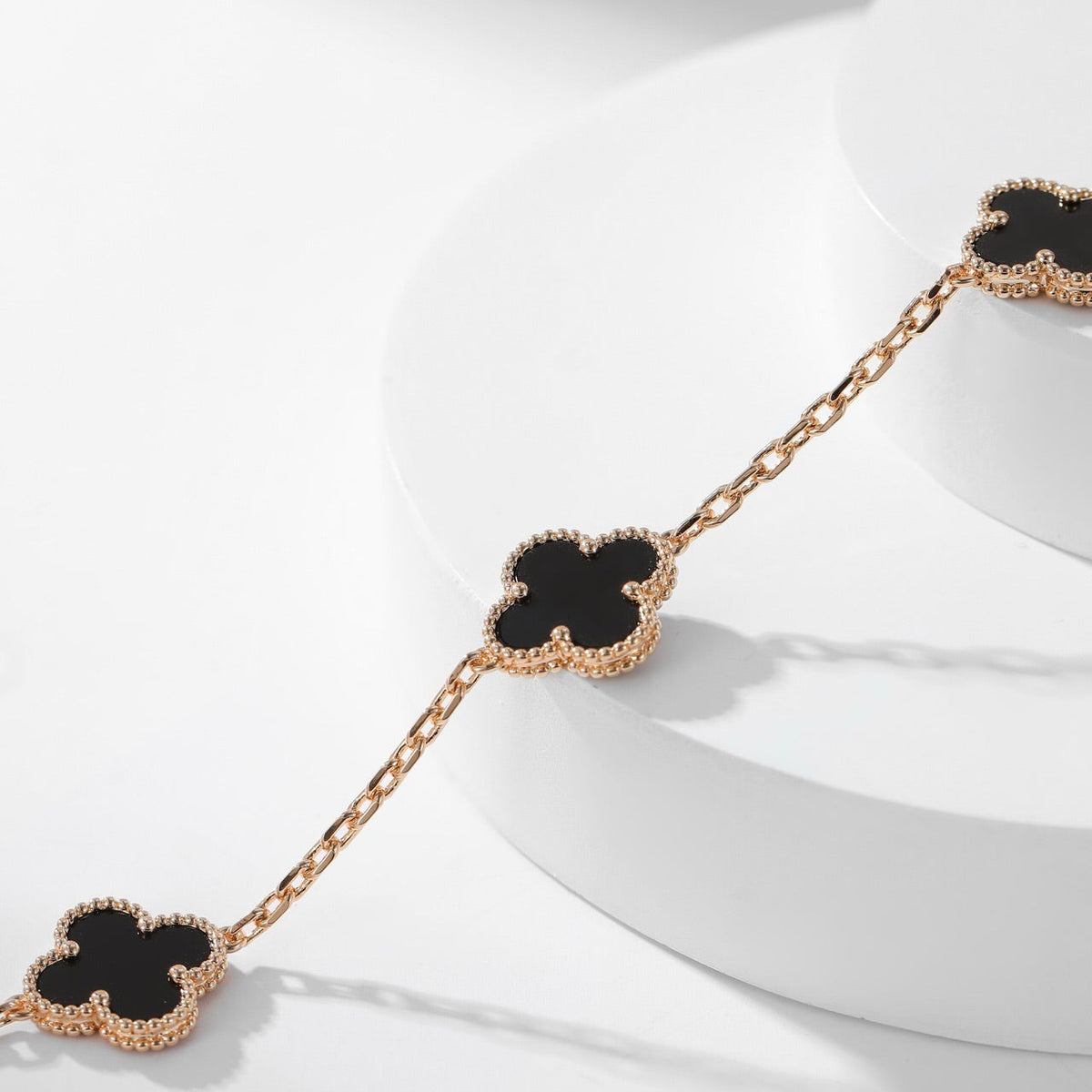 [⭐Hildren Jewelry]CLOVER 10 MOTIFS ONYX NECKLACE