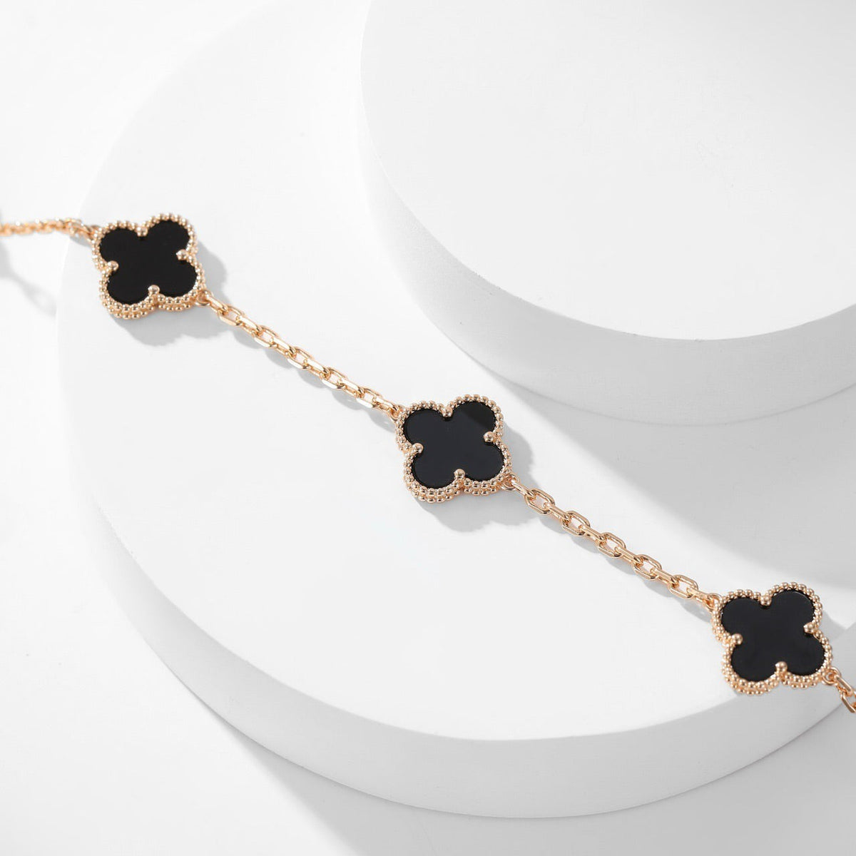 [⭐Hildren Jewelry]CLOVER 10 MOTIFS ONYX NECKLACE