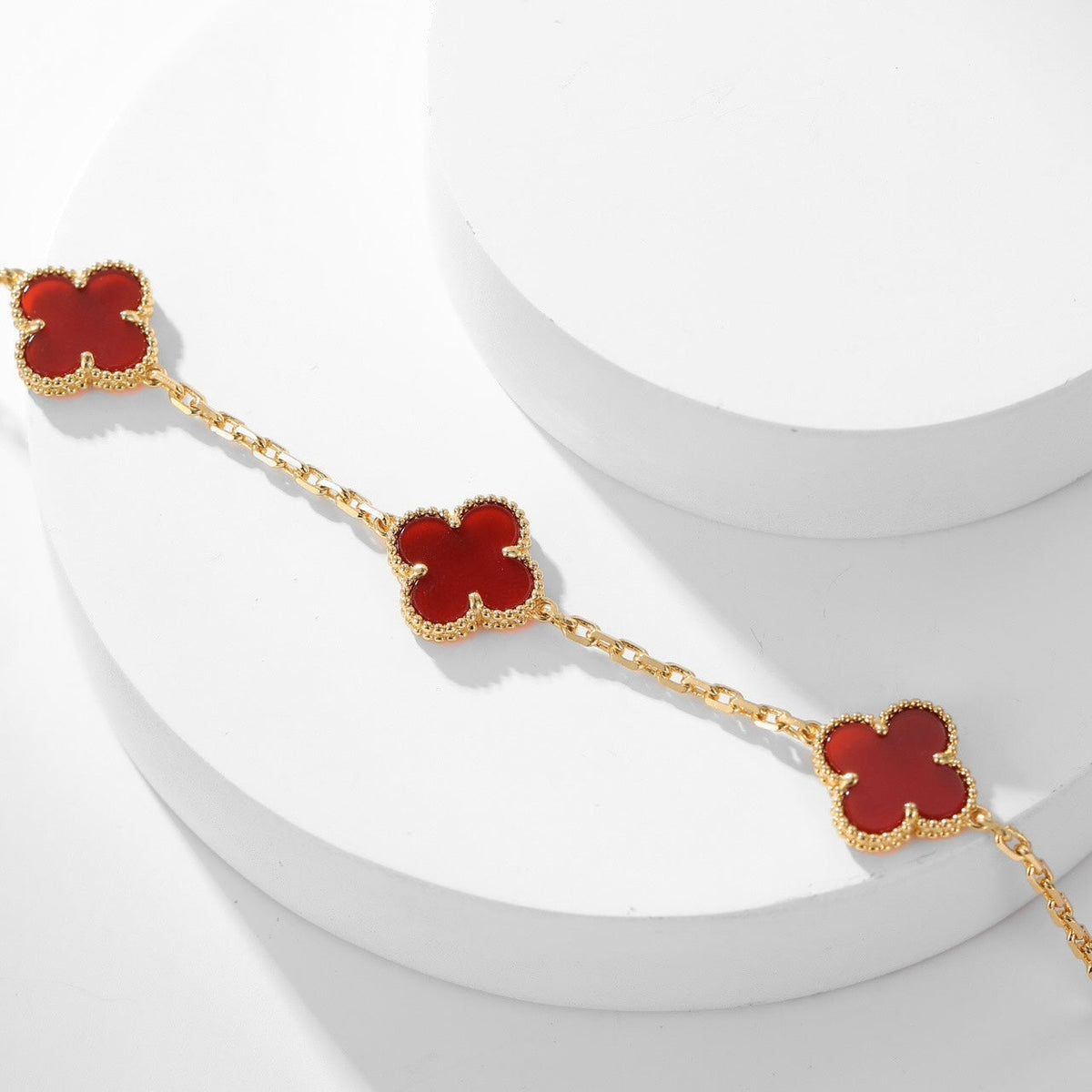 [⭐Hildren Jewelry]CLOVER 10 MOTIFS CARNELIAN NECKLACE