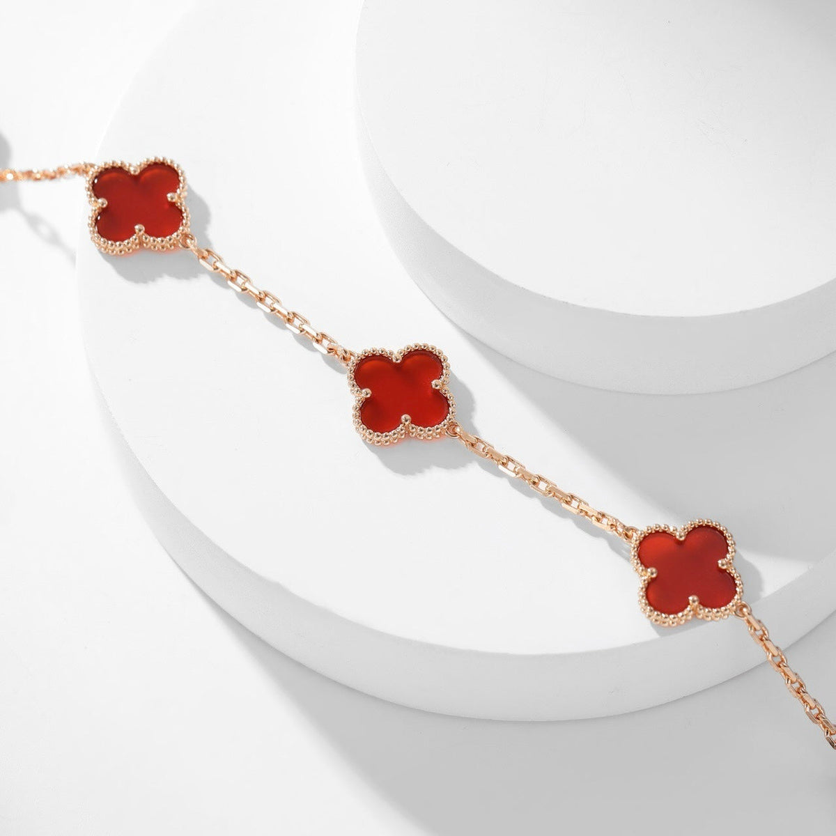 [⭐Hildren Jewelry]CLOVER 10 MOTIFS CARNELIAN NECKLACE