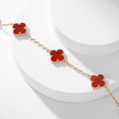 [⭐Hildren Jewelry]CLOVER 10 MOTIFS CARNELIAN NECKLACE