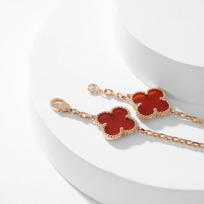 [⭐Hildren Jewelry]CLOVER 10 MOTIFS CARNELIAN NECKLACE