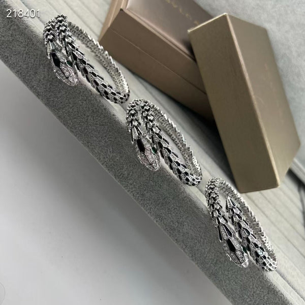 [⭐Hildren Jewelry]NEW OBSIDIAN & DIAMOND SERPENT BRACELET