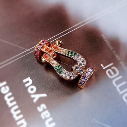 [⭐Hildren Jewelry]FORCE LARGE HORSESHOE  COLORED DIAMOND BRACELET ROSE GOLD